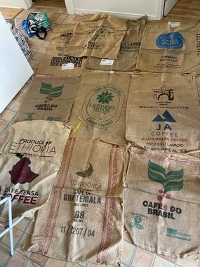 Lot of 10 Jute Burlap Coffee Bag Sack Cafe Bags